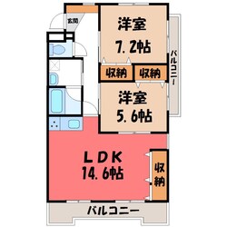 宇都宮駅 徒歩46分 3階の物件間取画像